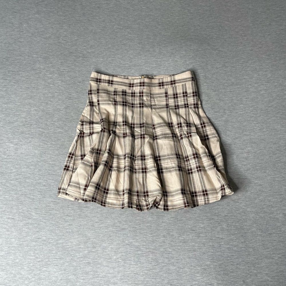 SHEIN Women's Tartan Pleated Plaid Mini Skirt